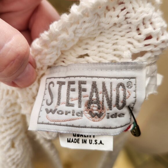 Vintage 80's - 90's White Cotton Oversized Dolman Sleeve Cardigan Sweater - Picture 7 of 15